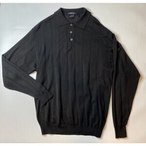 Murano Italia Wool Blend Long Sleeve Knit Mens Shirt Size XL Black